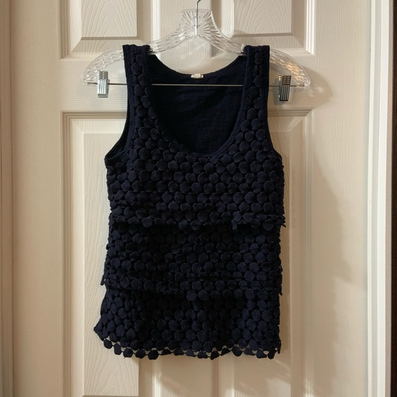J. Crew Tops - J.Crew Navy Blue Tiered Dot Tank Top Size Small